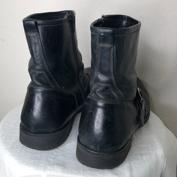EXCELLENT Men's/ Women's Black Leather Short Zip Boots/ Size 11M - Picture 8 of 10